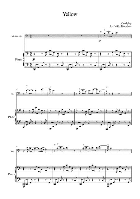 Free Sheet Music Yellow Coldplay Cello And Piano Arrangement