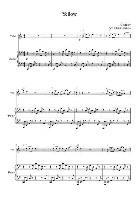 Yellow Coldplay Violin And Piano Arrangement Sheet Music