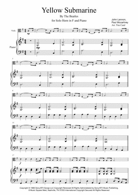 Yellow Submarine For Solo Viola And Piano Sheet Music