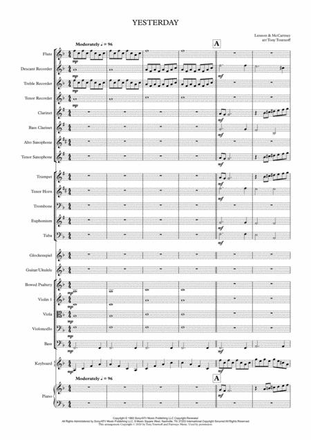 Free Sheet Music Yesterday Mixed Ensemble