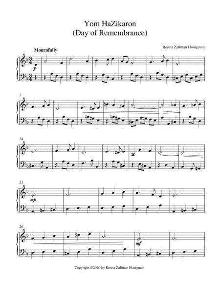 Yom Hazikaron Day Of Remembrance Sheet Music