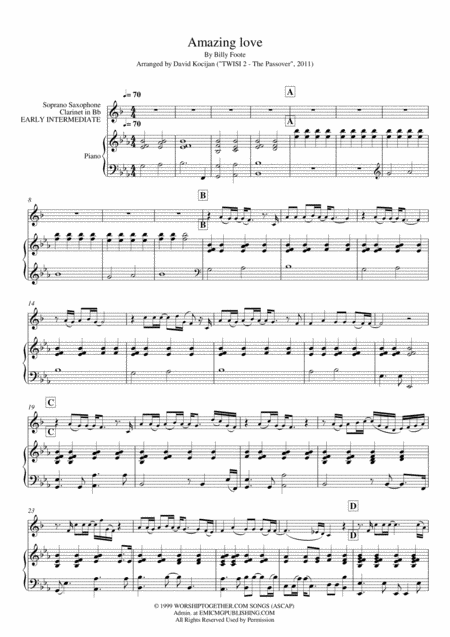 Free Sheet Music You Are My King Amazing Love Piano Soprano Sax Or Clarinet Early Intermediate