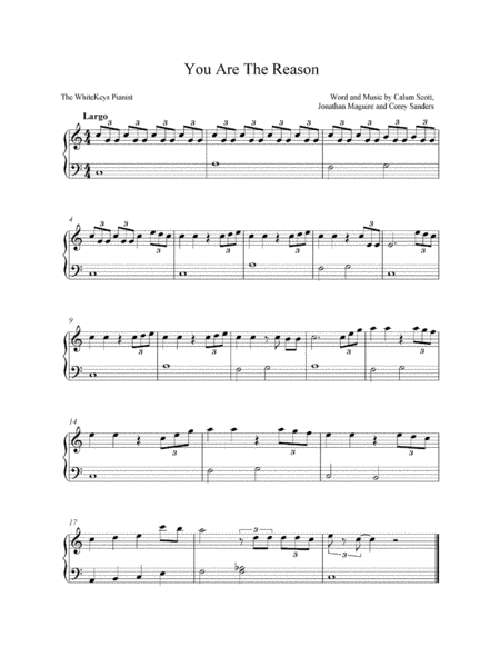 Free Sheet Music You Are The Reason Easy On C Major