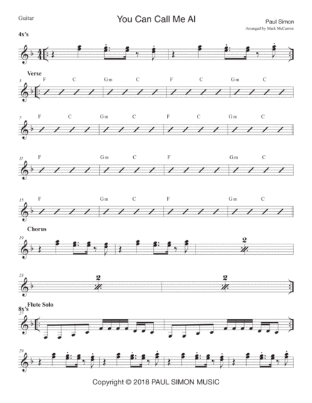 Free Sheet Music You Can Call Me Al Remix