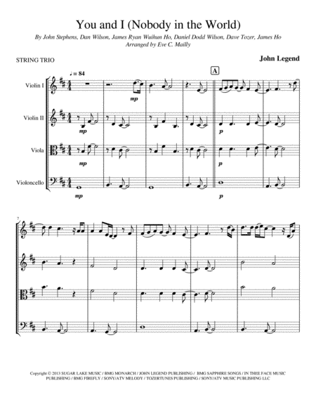 Free Sheet Music You I Nobody In The World String Trio