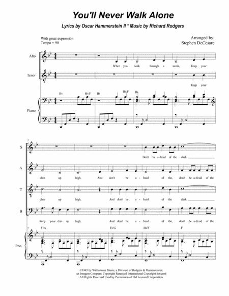 You Ll Never Walk Alone Vocal Quartet Satb Sheet Music