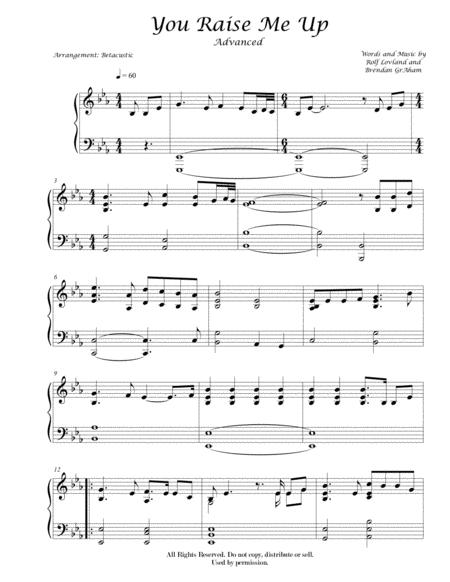 Free Sheet Music You Raise Me Up Josh Groban Sheet Music Advanced