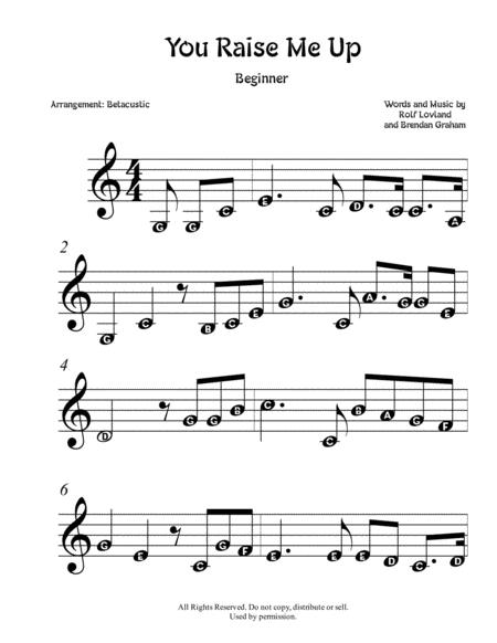 Free Sheet Music You Raise Me Up Sheet Music Beginner