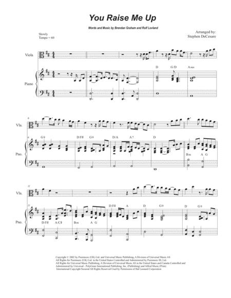 You Raise Me Up Viola Solo And Piano Sheet Music