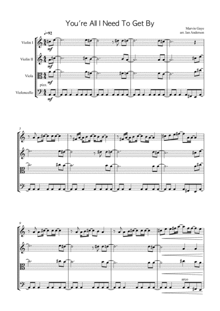 You Re All I Need To Get By String Quartet Sheet Music