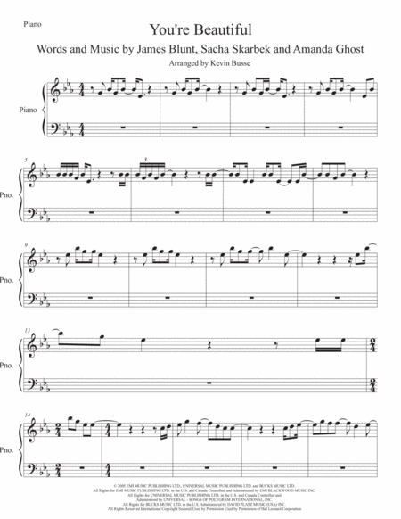 Free Sheet Music You Re Beautiful Piano Original Key