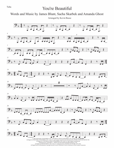 You Re Beautiful Tuba Sheet Music