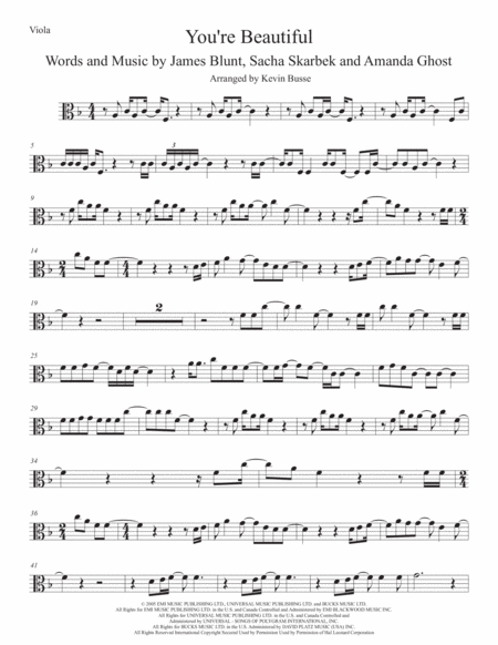 You Re Beautiful Viola Sheet Music