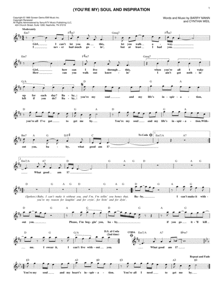 You Re My Soul And Inspiration Sheet Music