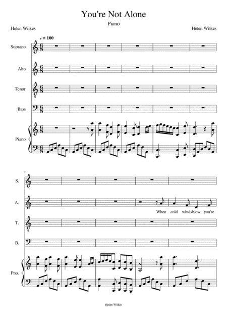 You Re Not Alone Satb Piano Sheet Music