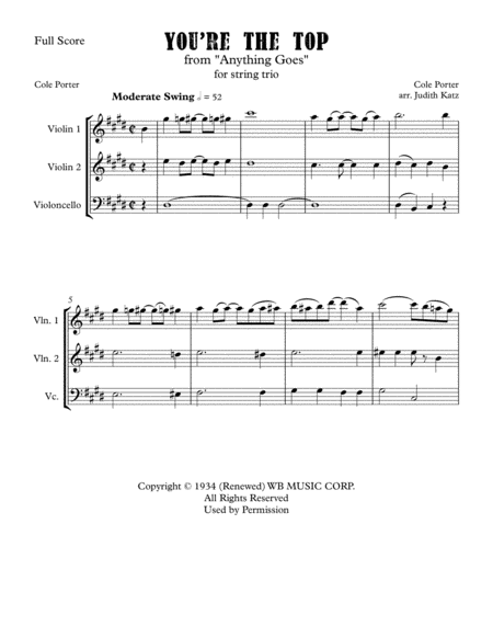 Free Sheet Music You Re The Top From Anything Goes For String Trio