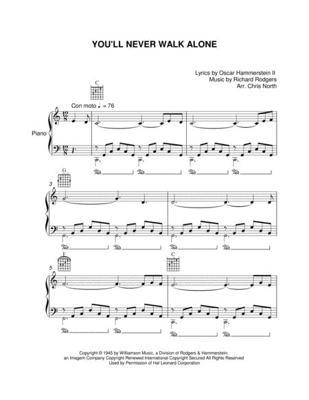 You Will Never Walk Alone Piano Solo Sheet Music