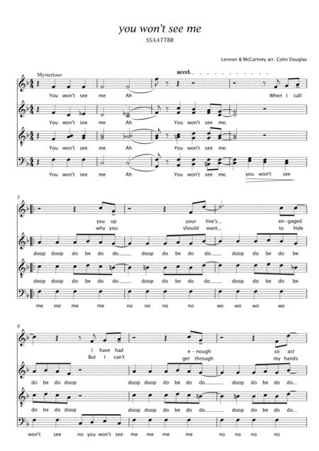 Free Sheet Music You Wont See Me Ssaattbb