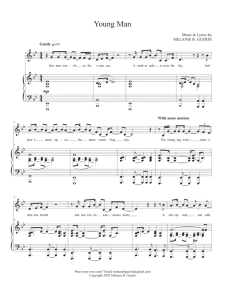 Free Sheet Music Young Man Lower Key