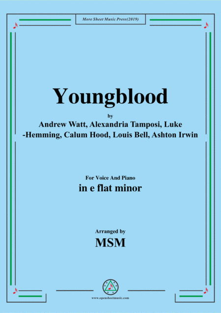 Youngblood In E Flat Minor For Voice And Piano Sheet Music