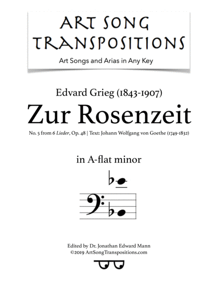 Zur Rosenzeit Op 48 No 5 A Flat Minor Bass Clef Sheet Music