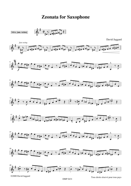 Free Sheet Music Zzonata For Saxophone