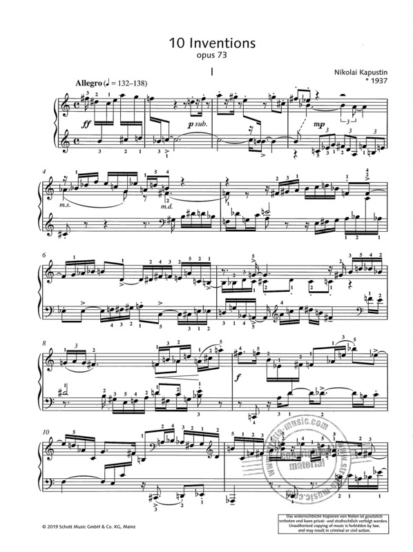 10 Inventions Op. 73 By Nikolai Kapustin Free Sheet Music