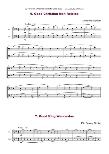 20 Favourite Christmas Carols For Cello Duet By Various Free Sheet Music