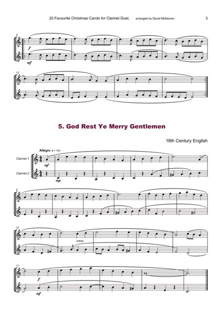 20 Favourite Christmas Carols For Oboe And Clarinet Duet By Various Free Sheet Music