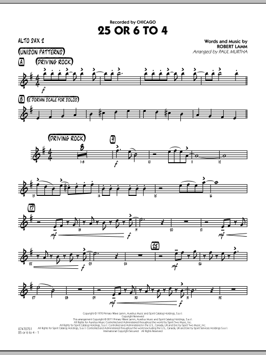 25 Or 6 To 4 (Easy Jazz Ensemble) By Chicago Free Sheet Music