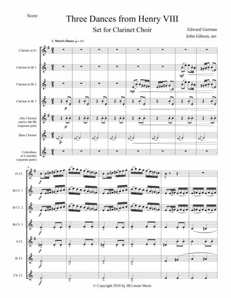 3 Dances From Henry VIII Set For Clarinet Choir By Sir Edward German Free Sheet Music