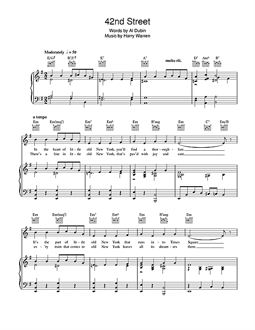 42nd Street By Harry Warren Free Sheet Music