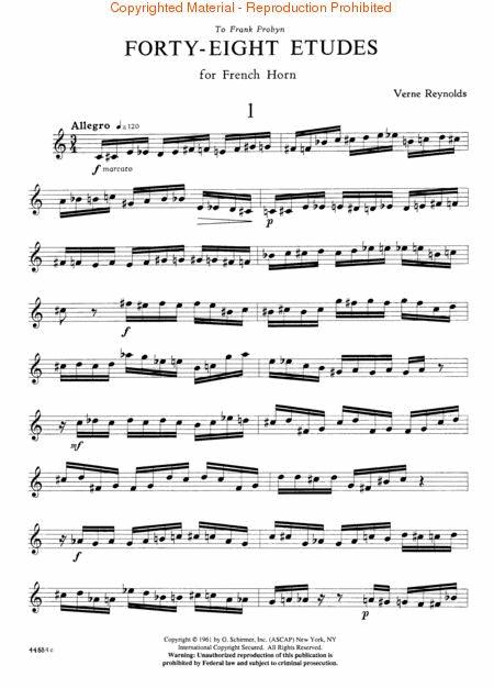 48 Etudes (French Horn) By Verne Reynolds Free Sheet Music