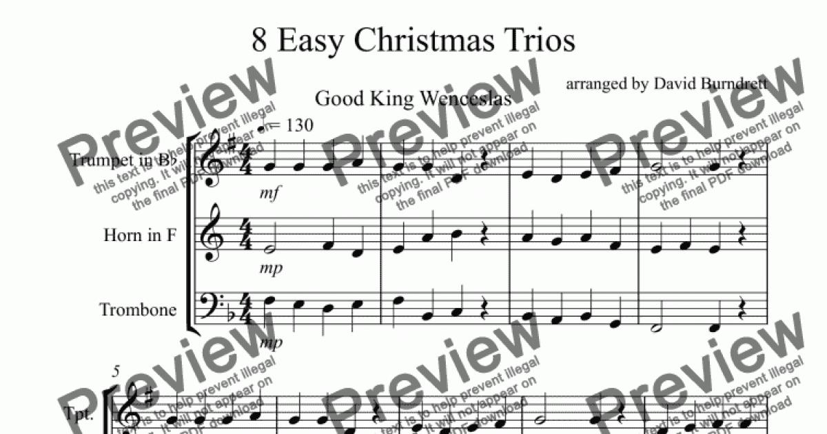 8 Easy Christmas Trios For Brass By Traditional Free Sheet Music