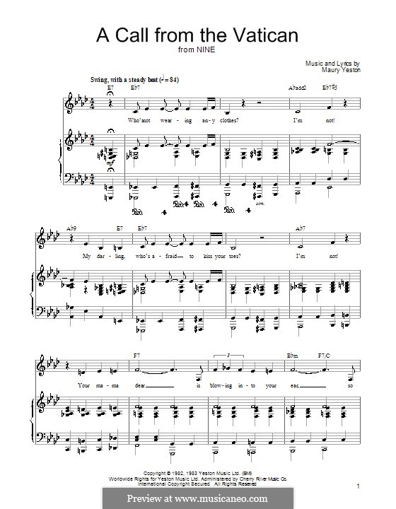 A Call From The Vatican By Nine (Musical) Free Sheet Music