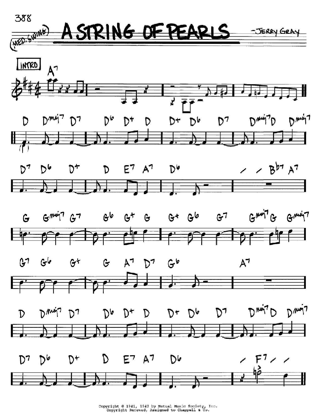 A String Of Pearls By Jerry Gray Free Sheet Music