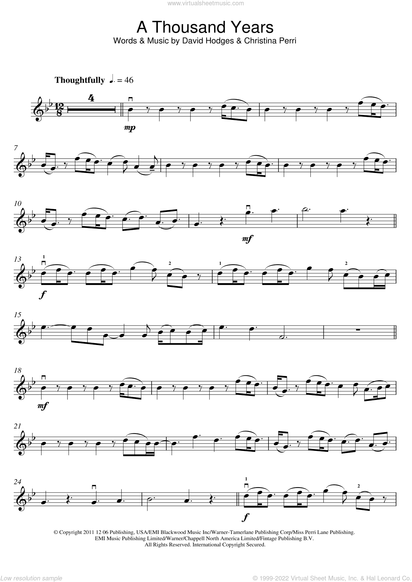 A Thousand Years By Christina Perri Free Sheet Music