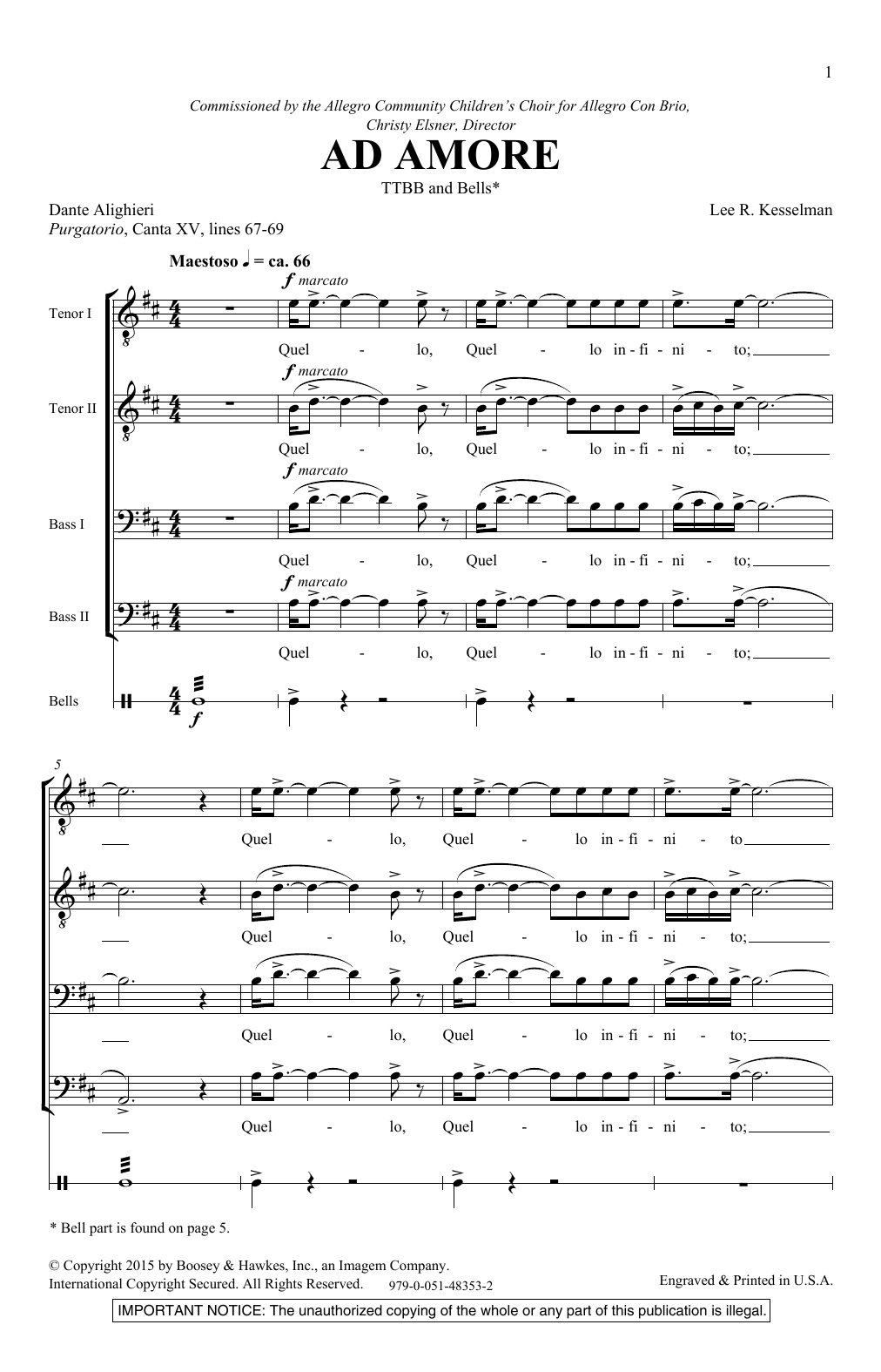 Ad Amore By Lee R. Kesselman Free Sheet Music