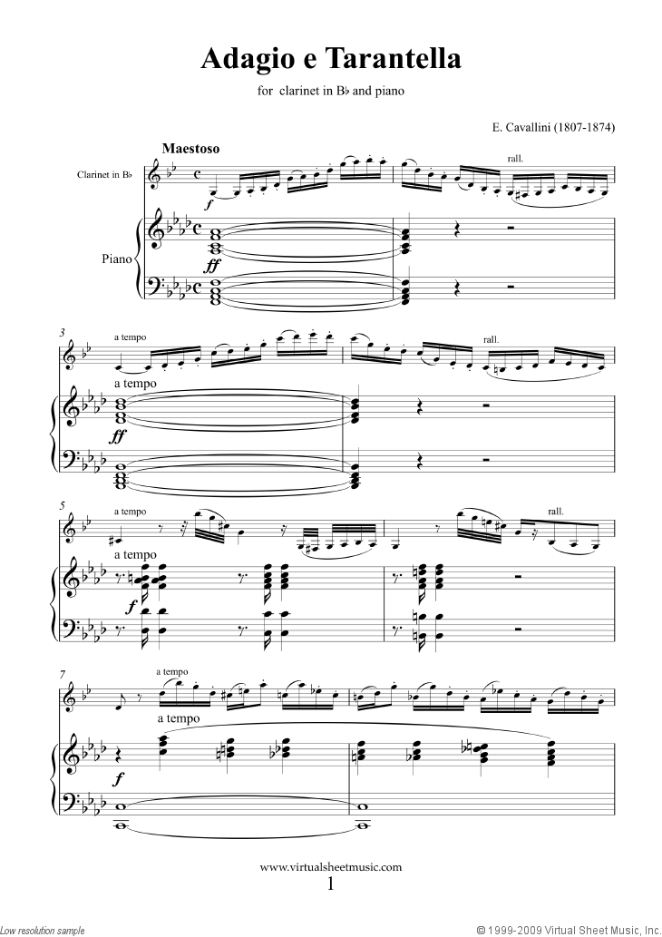 Adagio And Tarantella By Ernesto Cavallini Free Sheet Music