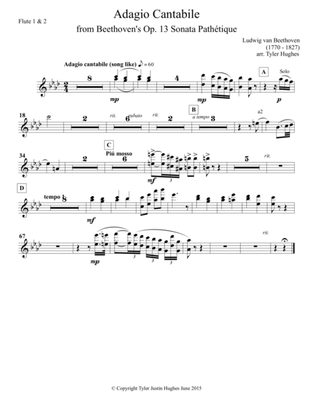 Adagio Cantabile For Orchestra From Beethoven Sonata Pathétique Parts By Tyler Hughes Free Sheet Music