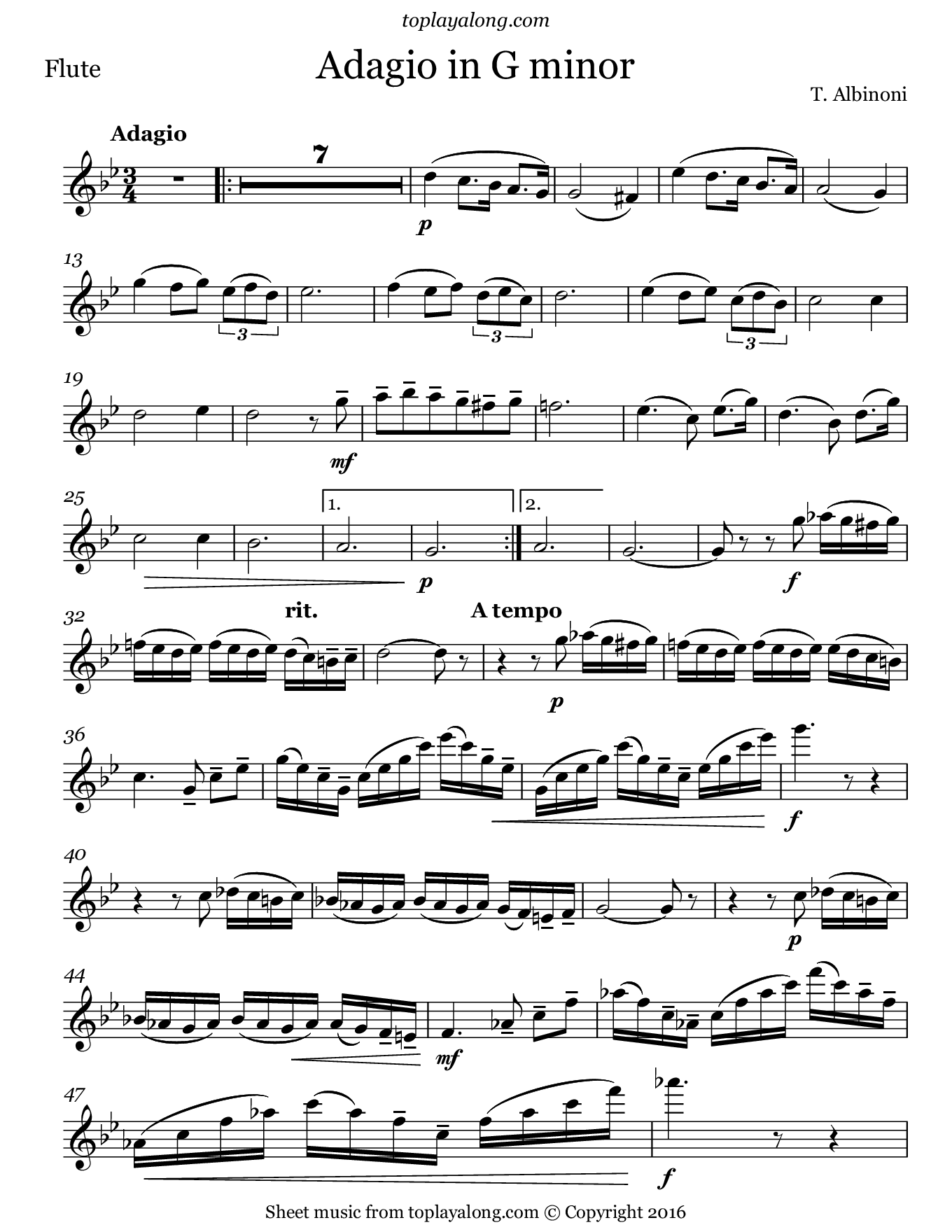 Adagio In G Minor By Tomaso Giovanni Albinoni Free Sheet Music