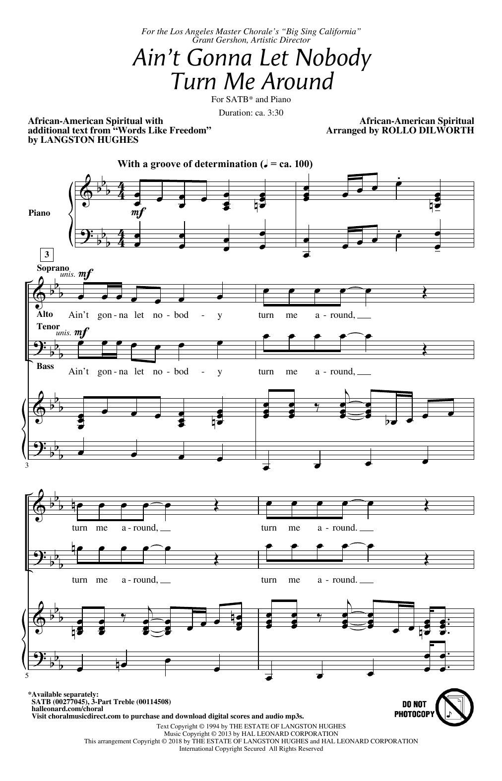 Ain't Gonna Let Nobody Turn Me Around By Rollo Dilworth Free Sheet Music