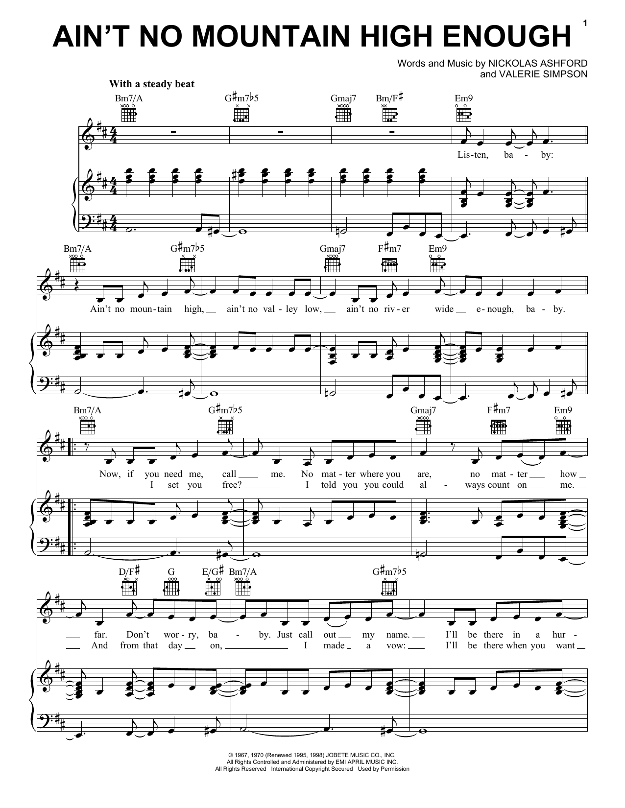 Ain't No Mountain High Enough By Diana Ross Free Sheet Music