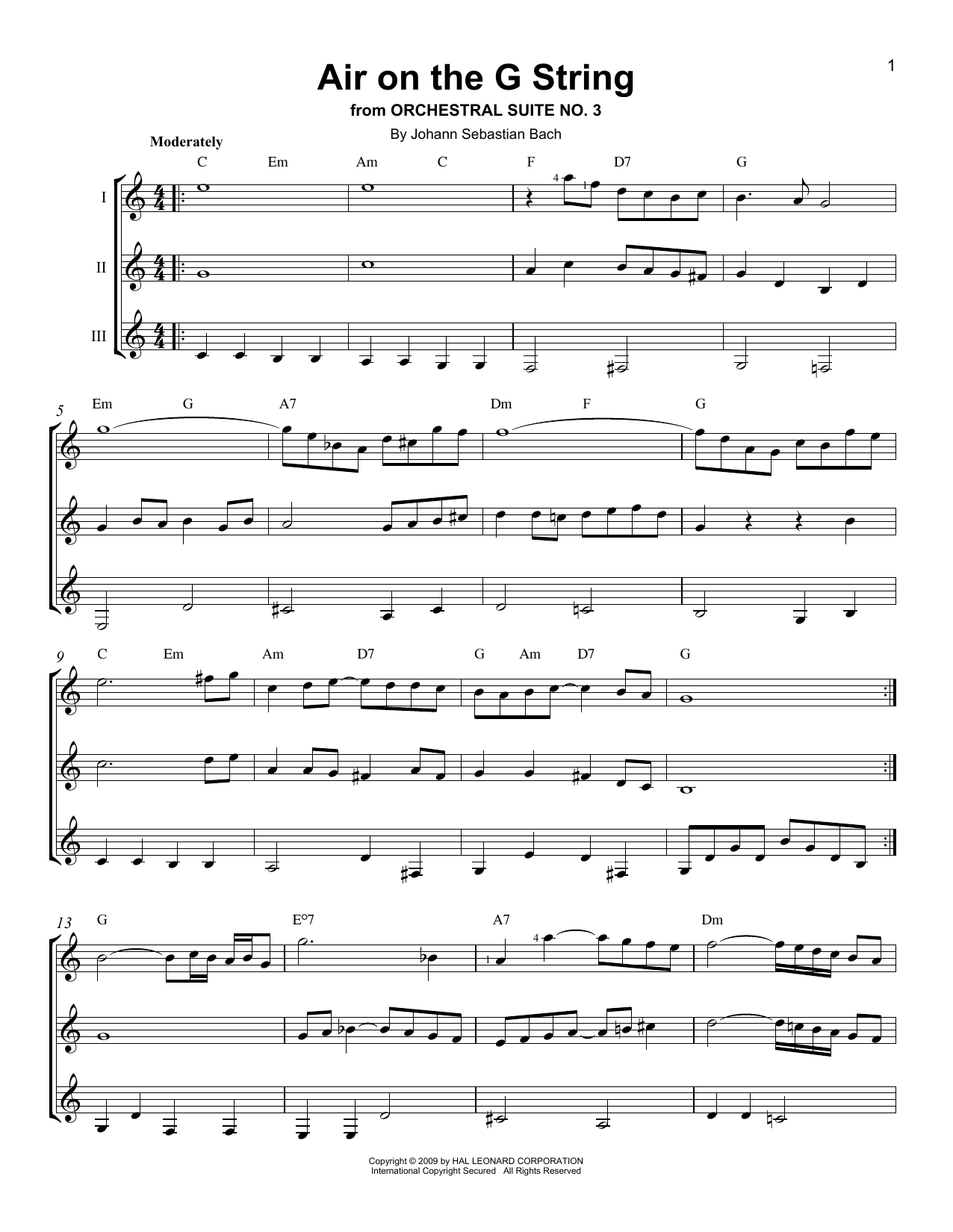 Air On The G String By Johann Sebastian Bach Free Sheet Music