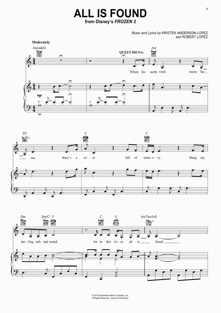 All Is Found By Robert Lopez Free Sheet Music