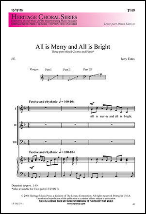 All Is Merry And All Is Bright By Jerry Estes Free Sheet Music