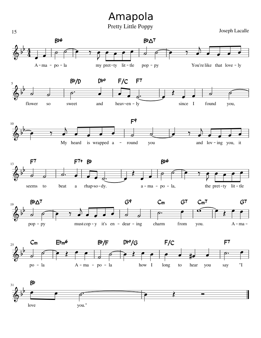 Amapola By Jose Maria Lacalle Free Sheet Music