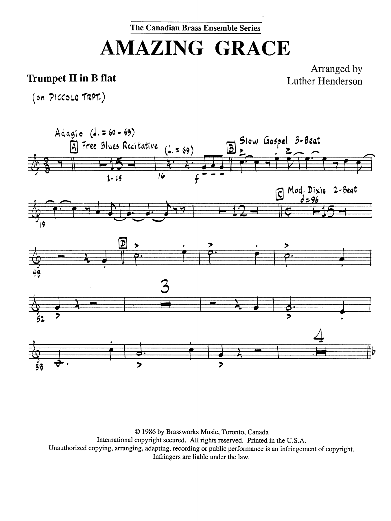 AMAZING GRACE (Bb Trumpet & Trombone With Piano - Score & Parts Included) By Traditional American Melody Free Sheet Music