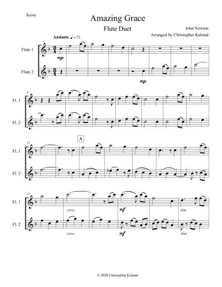 Amazing Grace (Flute Duet) By John Newton Free Sheet Music