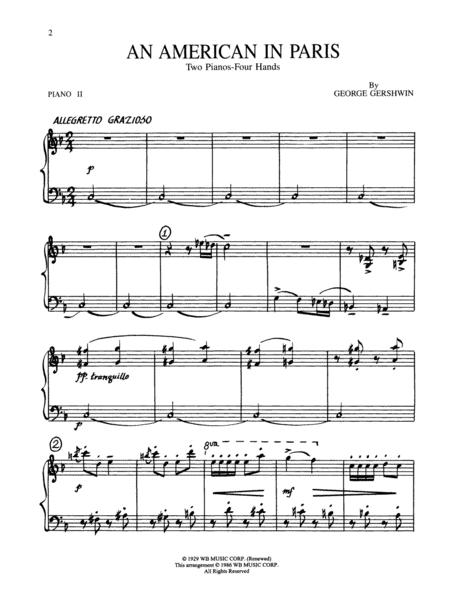 An American In Paris - 4 Hands By George Gershwin Free Sheet Music